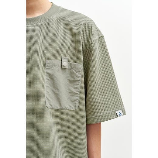 吃茶去chichaqu  宽松休闲重磅华夫格圆领T恤 商品图4