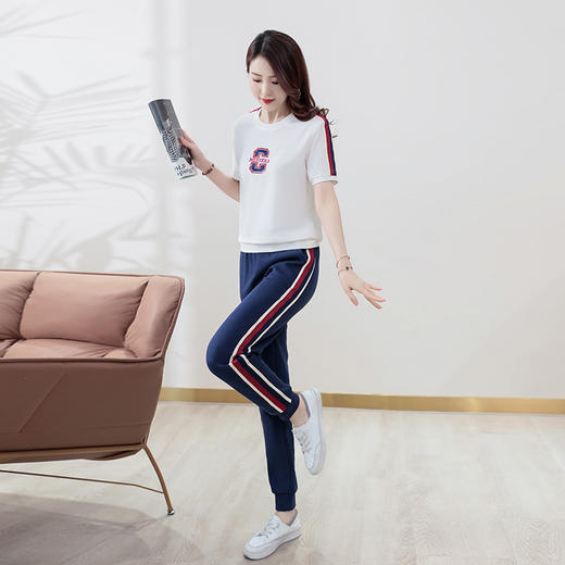 HR MYH911修身显瘦运动套装时尚气质撞色拼接两件套 商品图3