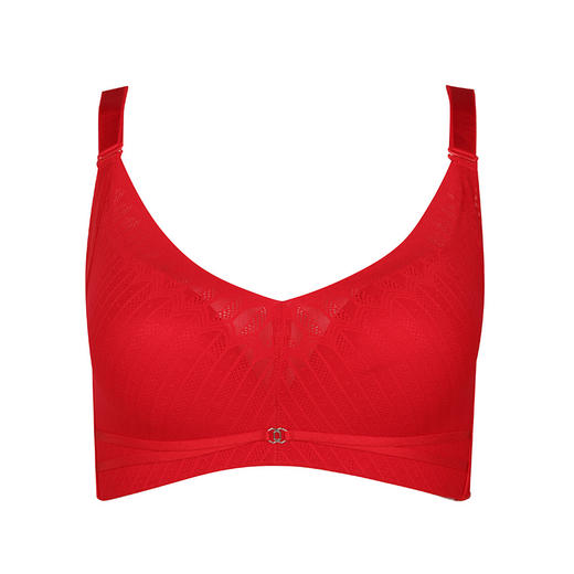 都市丽人舒软挺塑C杯适穿锁边调整型文胸薄款3/4杯塑身文胸无钢圈内衣四排扣新年本命年红品LJ32H9 商品图5
