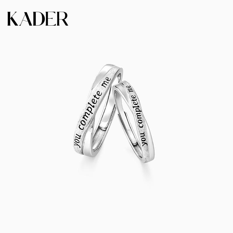 卡蒂罗遇见情侣对戒925银小众设计素圈戒指一对指环生日礼送女友