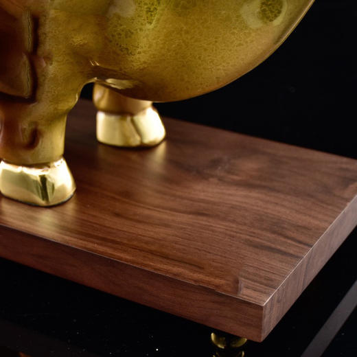 胡桃木底座特大号铜牛470*160*330 居家办公室玄关摆件 商品图2