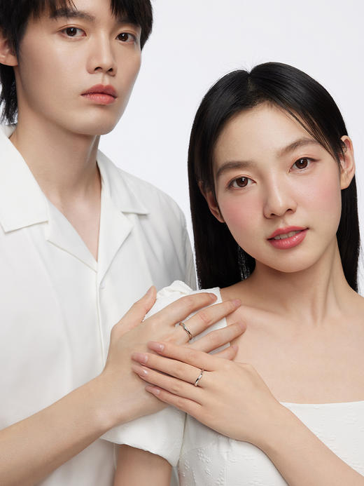 卡蒂罗无限心动情侣对戒925银小众设计素圈戒指一对礼物送男女友 商品图3