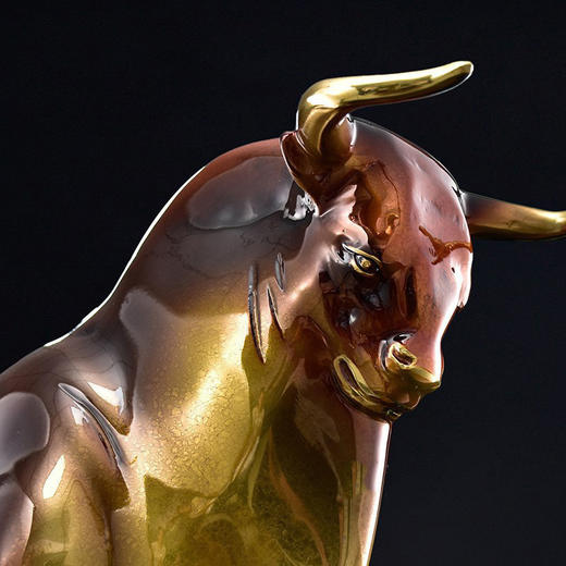 胡桃木底座特大号铜牛470*160*330 居家办公室玄关摆件 商品图3