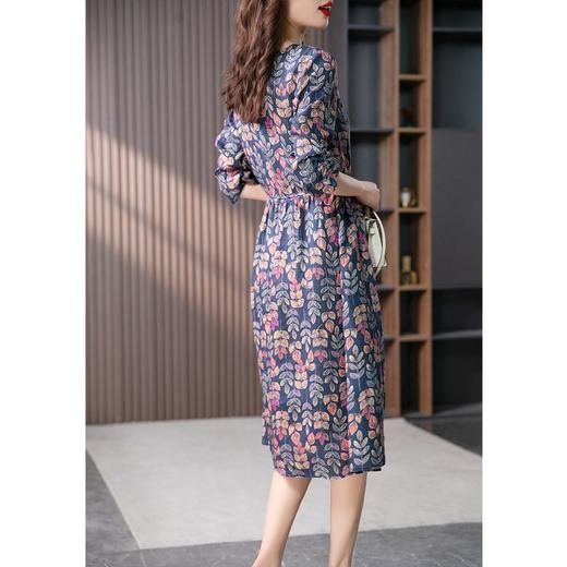 YX【现货7天】高端亚麻印花连衣裙文艺复古显瘦a字裙 商品图4