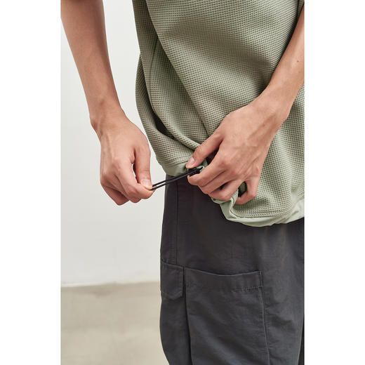 吃茶去chichaqu  宽松休闲重磅华夫格圆领T恤 商品图5