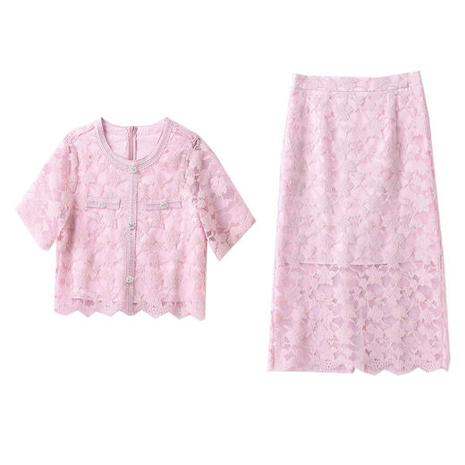 气质感减龄，新中式两件套夏新款蕾丝套装裙HR-AQHUI23085-1 商品图6