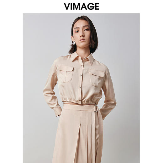 VIMAGE纬漫纪秋季新款时尚小众设计短款衬衫女上衣衬衣V2009606 商品图2