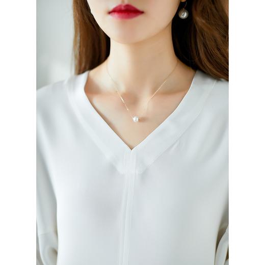 YX【现货7天】FSW优雅气质v领短袖T恤设计感灯笼袖休闲上衣 商品图2