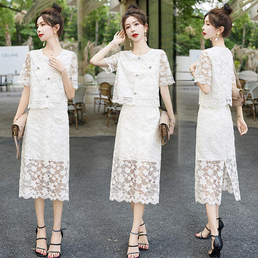 气质感减龄，新中式两件套夏新款蕾丝套装裙HR-AQHUI23085-1 商品图5