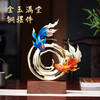 年年有余铜金鱼书柜展示柜电视柜艺术工艺品装饰摆件纯铜招财双鱼戏水摆件 220*80*310客厅书房办公室玄关新中式摆件新婚贺礼乔迁贺礼 商品缩略图1
