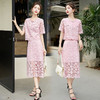 气质感减龄，新中式两件套夏新款蕾丝套装裙HR-AQHUI23085-1 商品缩略图1