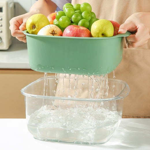 【醒粉福利19.9元/1大+1小】双层洗菜沥水篮 厨房家用果蔬洗菜篮子 商品图1