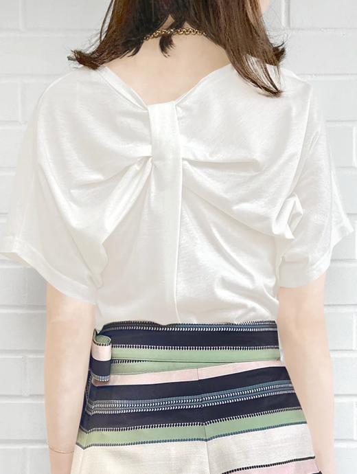 TYNVIE 不对称蝴蝶结领口两面穿T恤 - 白色 商品图1