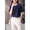 YX【定制15天】FSW时尚褶皱薄款短袖T恤宽松真丝桑蚕丝上衣 商品缩略图4