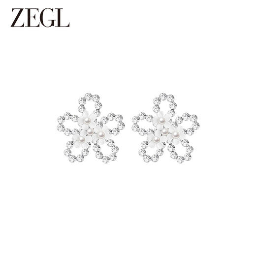 ZEGL设计师花梦系列白色花朵耳夹女无耳洞小众耳骨夹夏天耳环耳饰 商品图1