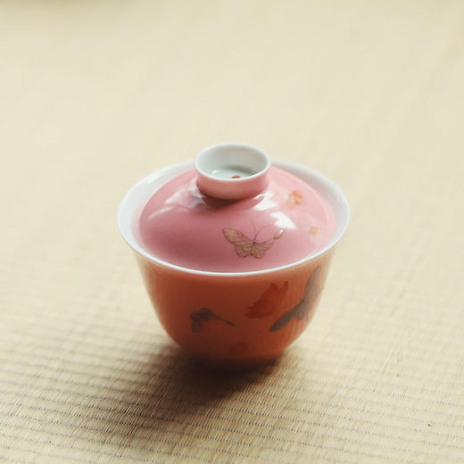 景德镇云木在 桃红釉粉彩盈袖茶碗 二才盖碗单个功夫陶瓷泡茶器茶碗茶具 商品图5