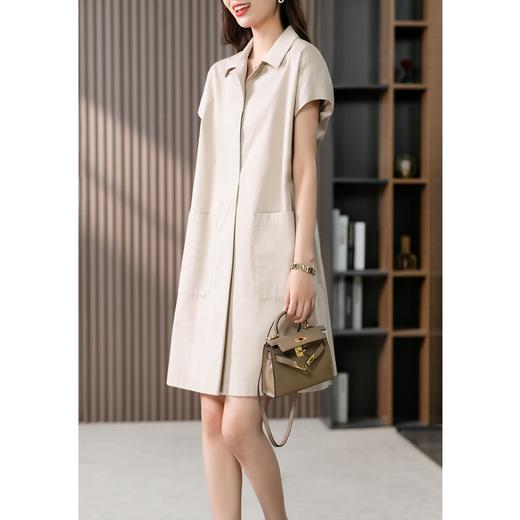 YX【现货7天】FSW短袖衬衫连衣裙休闲宽松直筒显瘦中长裙子 商品图2