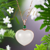 18K玫瑰金和田玉（白玉）镶钻吊坠--匪石之心/心型11*13mm 商品缩略图0