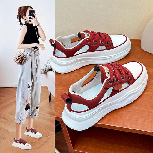 透气网面，舒适透气；增高设计，更显修长；潮韩版型，时尚百搭。ins潮韩版小白鞋女 夏季新款JH-6905，让你的脚步更轻盈自信！ 商品图1