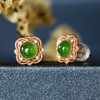 18K玫瑰金和田玉（碧玉）镶钻耳钉--锦瑞/半珠直径5mm/苹果绿 商品缩略图4