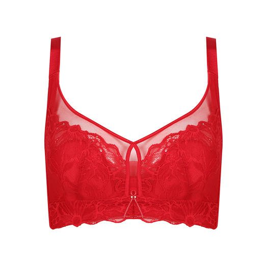 都市丽人舒软挺塑BC杯适穿蕾丝调整型文胸薄款3/4杯塑身文胸无钢圈内衣四排扣新年本命年红品LJ32H8 商品图8