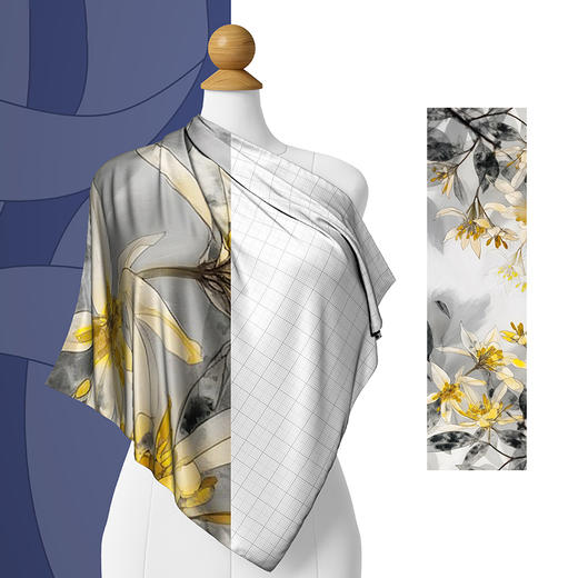 万事利“玉兰浅影”新丝绸真丝长巾 商品图2