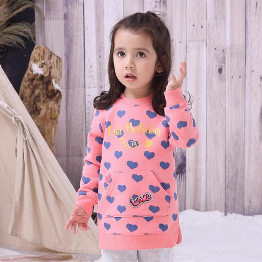 棉果果秋冬季女童抓绒圆领卫衣M422180218625 商品图1