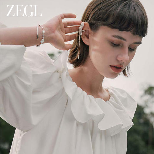 ZEGL设计师花梦系列花朵流苏耳夹女无耳洞耳骨夹耳环不对称耳饰品 商品图3
