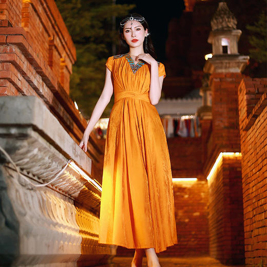 和铃刺绣提花连衣裙| 杨丽萍老师同款| 现货加急发 商品图4