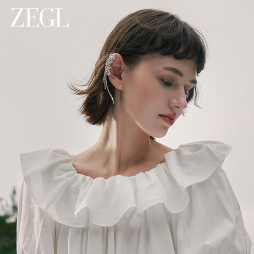 ZEGL设计师花梦系列花朵流苏耳夹女无耳洞耳骨夹耳环不对称耳饰品 商品图2
