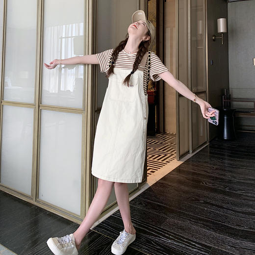 HR EWX2351条纹背带裙套装气质减龄修身显瘦两件套裙 商品图2