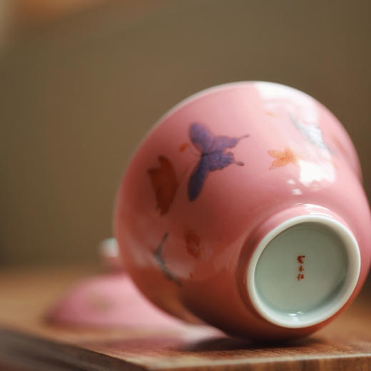 景德镇云木在 桃红釉粉彩盈袖茶碗 二才盖碗单个功夫陶瓷泡茶器茶碗茶具 商品图2