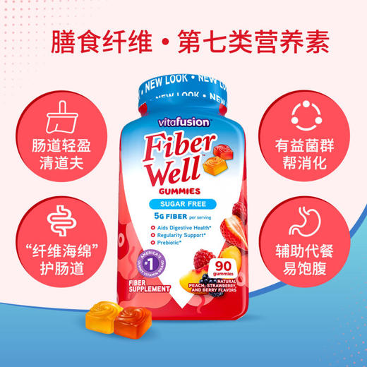 vitafusion肠道减负 纤体代餐 果蔬纤维膳食纤维营养软糖 90粒有效期2026-07-30 商品图2