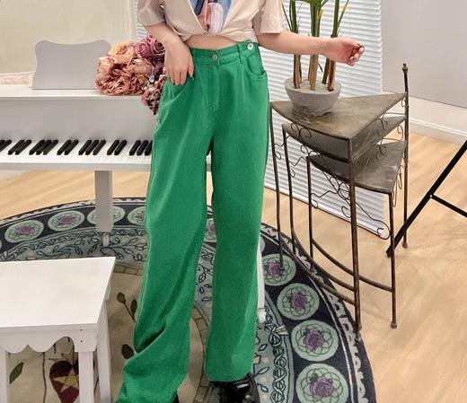 L1臣禾绿色阔腿牛仔裤K222060906 商品图0