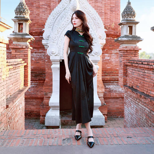 游园惊梦系列-墨魁旗袍式连衣裙/少量现货 商品图3