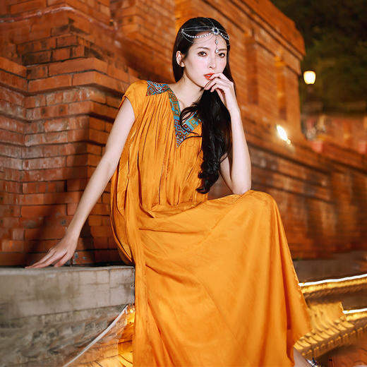 和铃刺绣提花连衣裙| 杨丽萍老师同款| 现货加急发 商品图12