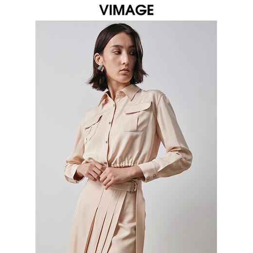 VIMAGE纬漫纪秋季新款时尚小众设计短款衬衫女上衣衬衣V2009606 商品图3