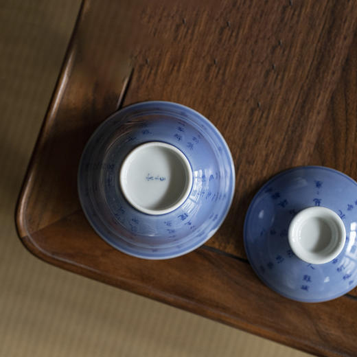 景德镇云木在 蓝上蓝茶诗集茶碗 手绘二才盖碗单个功夫陶瓷泡茶器茶碗茶具 商品图3