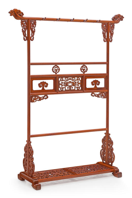 红桥红  家具严选  缅甸花梨（大果紫檀）【185清式螭龙 衣帽架】 商品图0