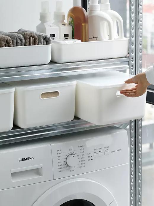 霜山白色手提收纳盒 化妆品整理盒家用杂物零食筐储物盒塑料衣服收纳箱 商品图2