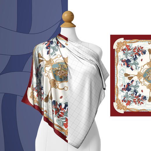 万事利“春和景明”63厘米双面印花真丝中方巾 商品图1