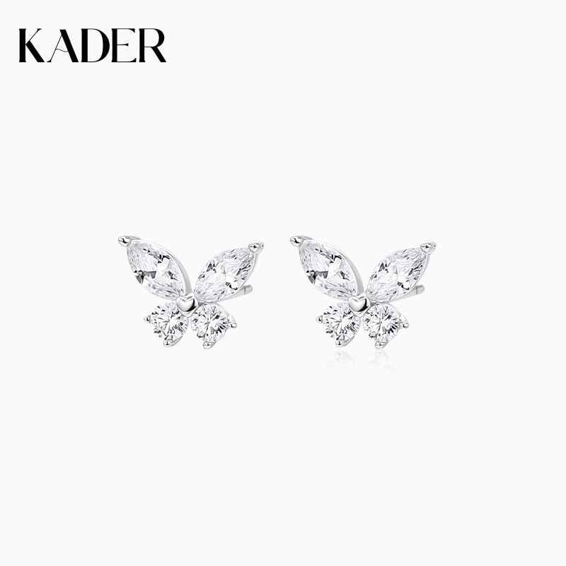 卡蒂罗心动蝴蝶耳钉925银轻奢小众设计感2023年新款小巧闺蜜耳饰