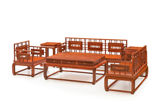 红桥红  家具严选  缅甸花梨（大果紫檀）【小轩窗 沙发 123六件套】 商品图1