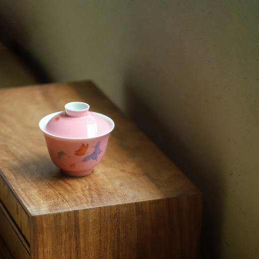 景德镇云木在 桃红釉粉彩盈袖茶碗 二才盖碗单个功夫陶瓷泡茶器茶碗茶具 商品图6