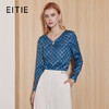 EITIE爱特爱气质V领时尚蓝色印花高级通勤直筒显瘦上衣秋季新款C2313204 商品缩略图0