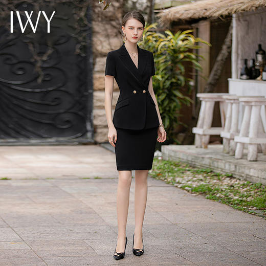 IWY/高级感黑色西装半裙女夏时尚气质房地产销售工作服职业套装CS1819 商品图1