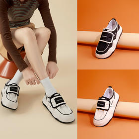 Safiya/索菲娅2023秋季新品炸街小众魔术贴百搭松糕厚底板鞋面包鞋 SF33112084