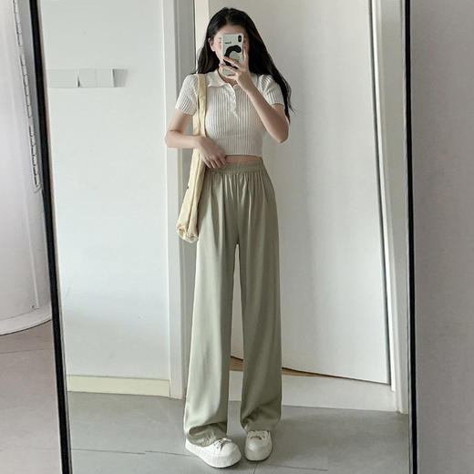 醋酸冰丝裤子女，夏季薄款，防蚊防晒，宽松高腰，三种不同长度休闲裤，垂感凉凉拖地裤。采用科技面料，亲肤透气，吸湿排汗，舒适不粘腿。设计独特，显瘦效果明显，彰显女性美态。 商品图2