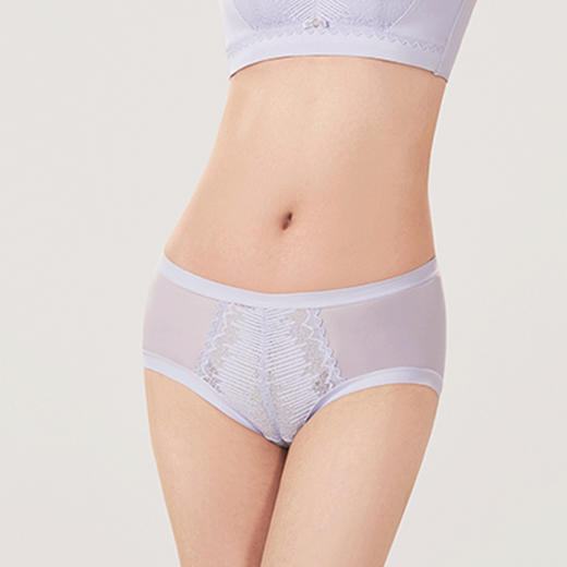 都市丽人薄透丝滑蕾丝+泳布平角女士内裤纯色内裤新年本命年红品YP32S1 商品图0