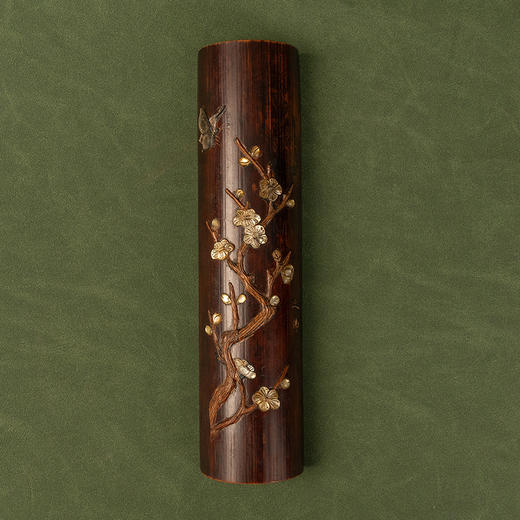 清 竹雕百宝嵌花鸟纹臂搁 商品图2